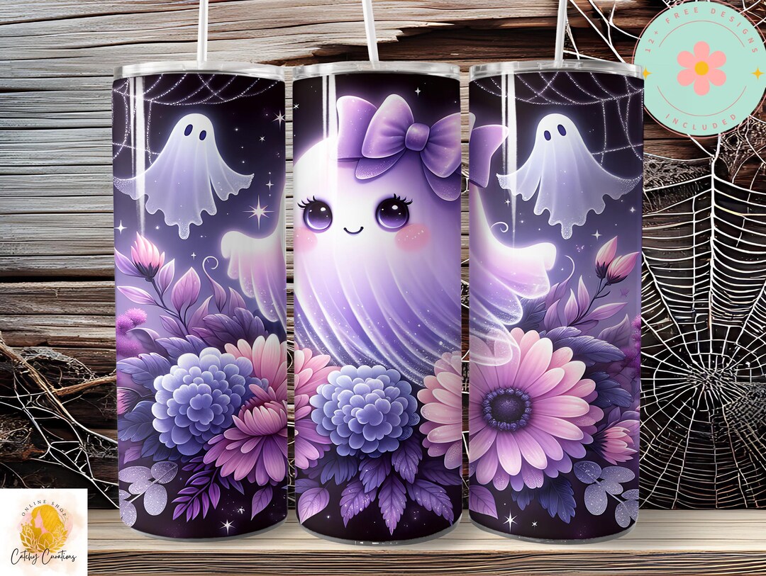 Coquette Purple Floral Ghost Flower PNG 20 Oz Skinny Tumbler Seamless ...