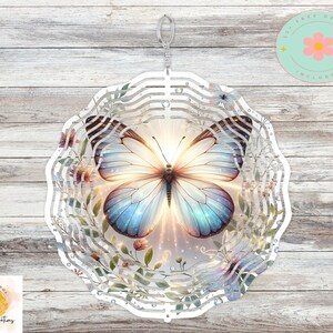 Floral Butterfly Wind Spinner Sublimation Design: Door Hanger PNG (Digital Download)
