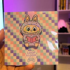 Purple Labubu Magnetic Bookmark | Holographic Cozy-Core | Cute Kawaii Book Accessory |
