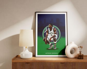 Póster de Anthony Edwards: Impresión artística de un fanático del baloncesto de la NBA