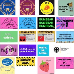 Sticker Set - Malle Sticker Set Alkohol Saufen JGA Party Sticker DSDS Deutschland sucht den SuperSuff Testsieger Sticker