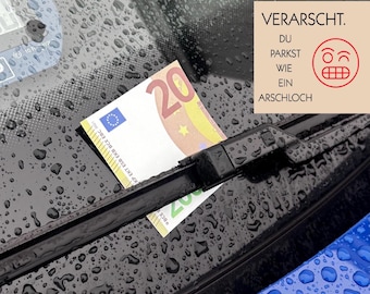 Funny parking ticket/no parking card against bad parking, funny notice/car sticker