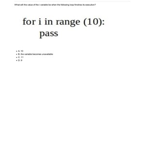 Python PCAP exam question: "for i in range(10): pass". Practice question from the Python Institute Certified Associate in Python Programmer (PCAP) Question Bank & Study Materials.