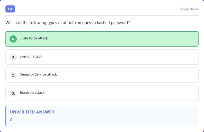 Question 4 - correct answer highlighted