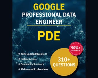 Preguntas de práctica para el examen de Ingeniero de Datos Profesional (PDE) de Google: Más de 310 explicaciones sobre IA y respuestas de la comunidad (descarga instantánea).