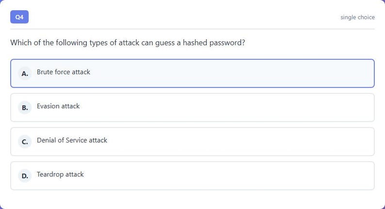 Question 4 - question and answer options