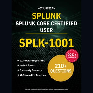 Splunk Core Certified User SPLK-1001 Practice Questions: 210+ AI Explanations, Community Answers (Instant Download)