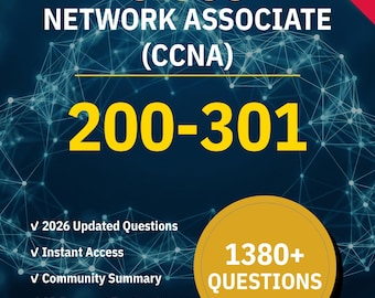 200-301 Network Associate (CCNA) + de 1390 questions interactives sur la pratique avec explications sur l'IA | Guide d'étude Cisco