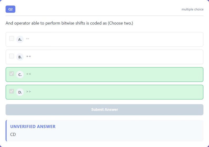 Question 2 - correct answer highlighted