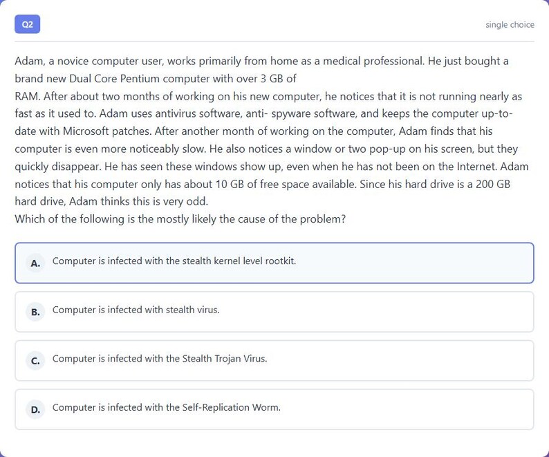 Question 2 - question and answer options