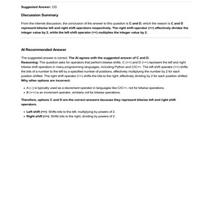 Python PCAP exam question bank, bitwise shift operators (<< >>) explained. Discussion & AI agree C & D are correct answers. Left shift multiplies by 2, right shift divides by 2. Python Institute Certified Associate Python Programmer study materials.