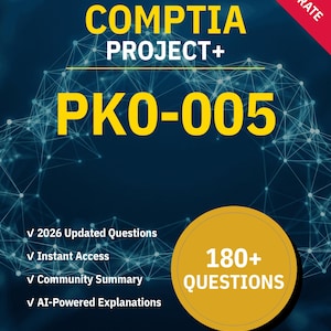 Proyecto PK0-005 + Más de 180 preguntas de práctica interactivas con explicaciones de IA / Guía de estudio de CompTIA