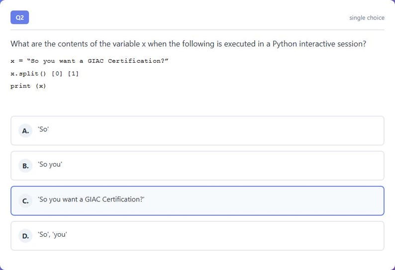 Question 2 - question and answer options