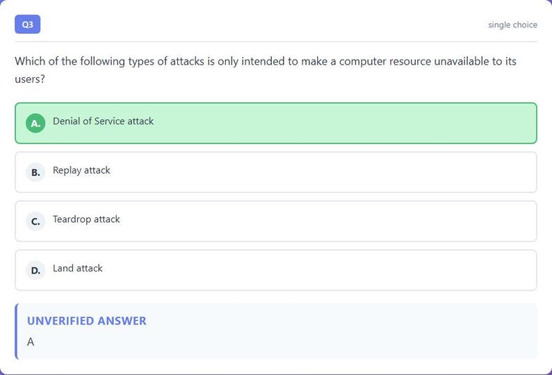Question 3 - correct answer highlighted