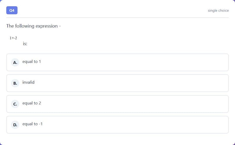 Question 4 - question and answer options