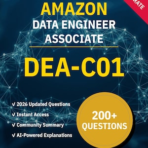 DEA-C01 Data Engineer Associate 200+ interactieve oefenvragen met AI-uitleg | Amazon-studiegids