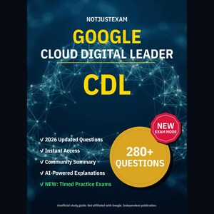 Preguntas de práctica para el examen CDL de Google Cloud Digital Leader: Más de 280 explicaciones sobre IA y respuestas de la comunidad (descarga instantánea).