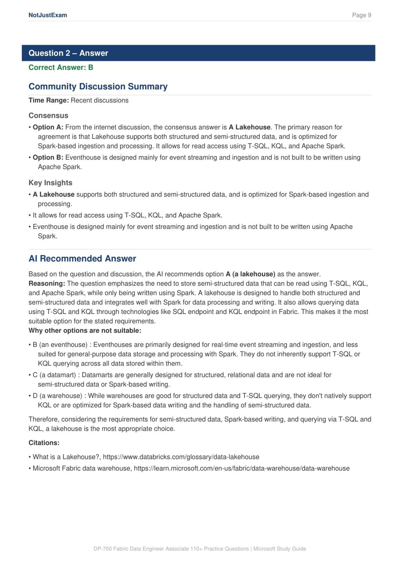 Microsoft Fabric Data Engineer Associate DP-700 Practice Questions: 110 ...