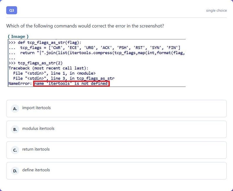 Question 3 - question and answer options