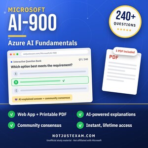 Microsoft Azure AI Fundamentals AI-900 - Questões Práticas: Mais de 240 Explicações de Respostas, Respostas da Comunidade (Download Imediato)