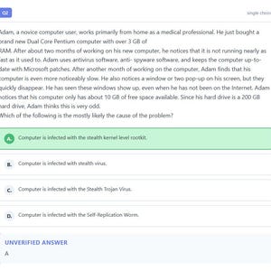 Question 2 - correct answer highlighted