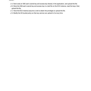 AWS Certified Cloud Practitioner exam question about EC2 instance access to S3 bucket. Question bank example, focusing on IAM roles for secure access.