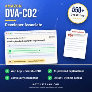 Amazon Developer Associate DVA-C02 Practice Questions: 550+ AI Explanations, Community Answers (Instant Download)