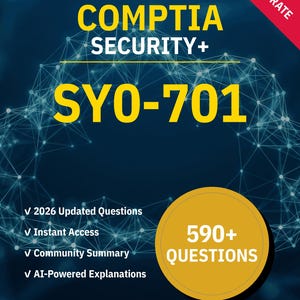 SY0-701 Security+ CompTIA / Examen de práctica 2026 / Preparación interactiva por NotJustExam