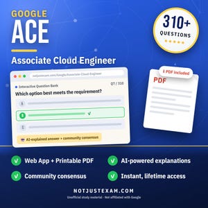 Google Associate Cloud Engineer ACE Practice Questions: 310+ AI Explanations, Community Answers (Instant Download)