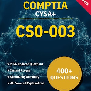 CS0-003 CySA+: Más de 400 preguntas de práctica interactivas con explicaciones de IA / Guía de estudio de CompTIA
