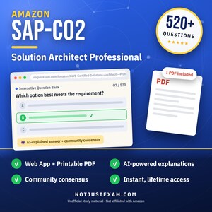 Amazon Solution Architect Professional SAP-C02 Practice Questions: 520+ AI Explanations, Community Answers (Instant Download)