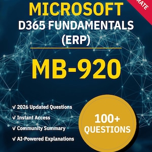 MB-920 D365 Podstawy (ERP) Microsoft | Test praktyczny 2026 | Interaktywne przygotowanie NotJustExam
