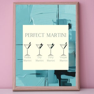 Minimalista Cocktail Vesper Martini Impressão Digital Arte de Parede Pintura a Óleo Cartão de Coquetel Martini Arte Pintura Abstrata Geométrica Arte Original