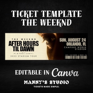 Editable The Weeknd Concert Ticket Template, full digital download with instructions.