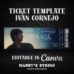 Editable Ivan Cornejo Concert Ticket Template, full digital download with instructions.