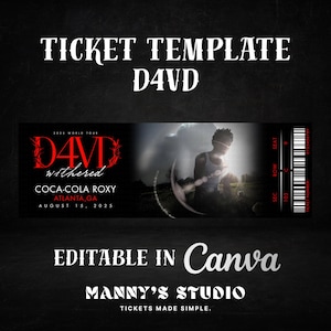 Editable D4VD Concert Ticket Template, full digital download with instructions.