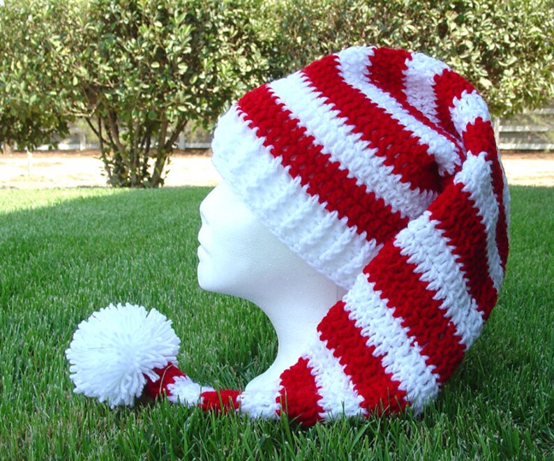 Crochet Long Stocking Cap Elf Hat Santa Hat Easy Beanie Etsy Crochet Long Stocking Cap Elf Hat Santa Hat Easy Beanie Etsy
