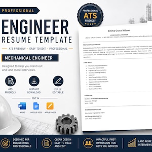 CV-mall för junior maskiningenjör | ATS-vänligt ingenjörs-CV | Redigerbart Word-CV | CV för olje- och gasingenjör