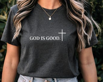 Camiseta "Dios es bueno" con colores reconfortantes: camiseta cristiana minimalista