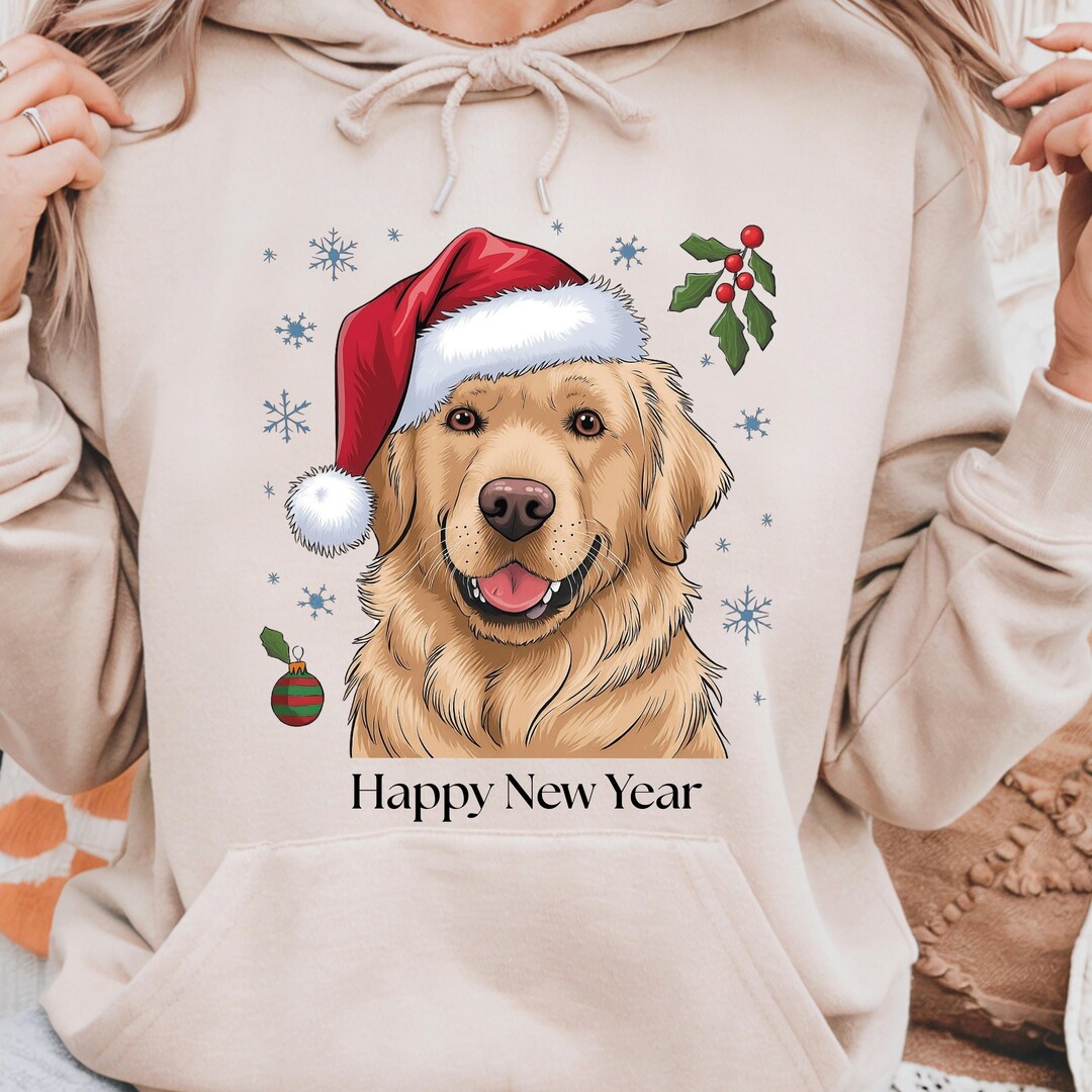 Christmas Golden Retriever PNG, Cute Dog With Santa Hat, Holiday Pet ...