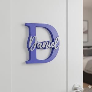 LICENCIA COMERCIAL / Archivo STL de inicial y nombre personalizado - Independiente - Placa de nombre de escritorio