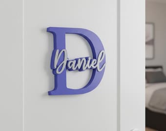 COMMERCIAL LICENSE | Custom Initial and Name STL file - Free Standing - Desk Name plate