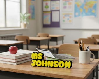 COMMERCIAL LICENSE | Teacher Desk Name Plate STL Digital | 3D Printable Teacher Name Sign | Classroom Desk Decor | Personalized Nameplate