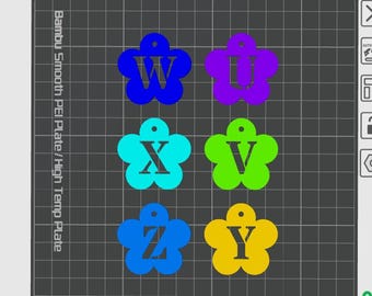 COMMERCIAL LICENSE | Digital STL File Download | Daisy flower Alphabet Keychain A–Z | 26 Individual Letter Keychains | 3D Print Keyring