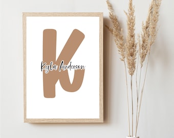 Personalized Name Wall Art | Monogram Wall Art | Custom Digital Download | 300 DPI JPG
