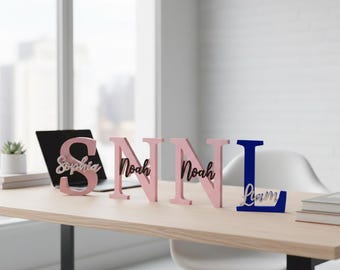 COMMERCIAL LICENSE | Custom Initial and Name STL file - Free Standing - Desk Name plate