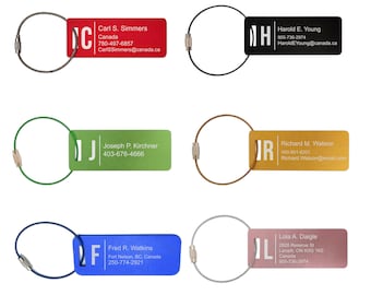 Anpassad monogram lasergraverad bagageetikett i aluminium: Personlig rese-ID - NU
