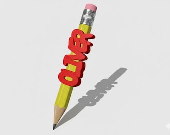 COMMERCIAL LICENSE | Digital STL File Download | Personalized Pencil Topper Name | Custom Name Pencil Topper | 3D Print School Accessory