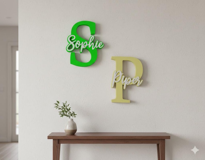 COMMERCIAL LICENSE | Custom Initial and Name STL file - Free Standing - Desk Name plate image 3