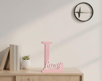 COMMERCIAL LICENSE | Custom Initial and Name STL file - Free Standing - Desk Name plate